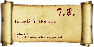 Tolmár Borisz névjegykártya